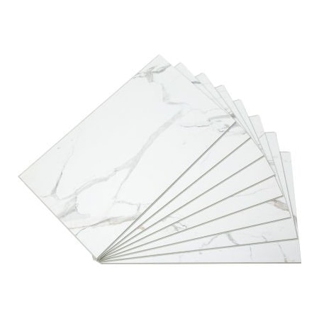 Acoustic Ceiling Products Palisade 25.6inL x 14.8inW Vinyl Wall Tile, Carrara Marble, 8 Pack 53010